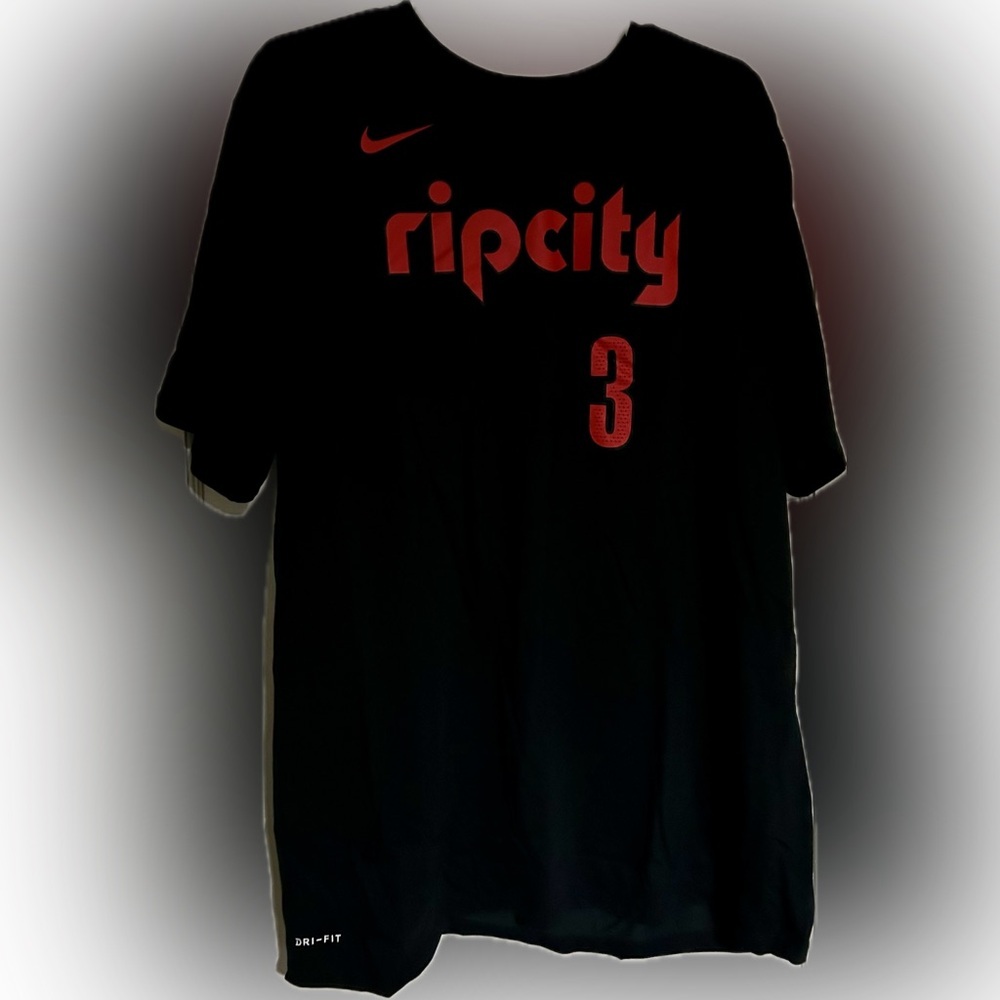 Nike Black and Red Rip City CJ McCollum 3 Men's Tee 3XL